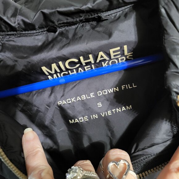 MICHAEL KORS GOOSE DOWN HOODED PUFFER JACKET SZ S - Picture 3 of 7